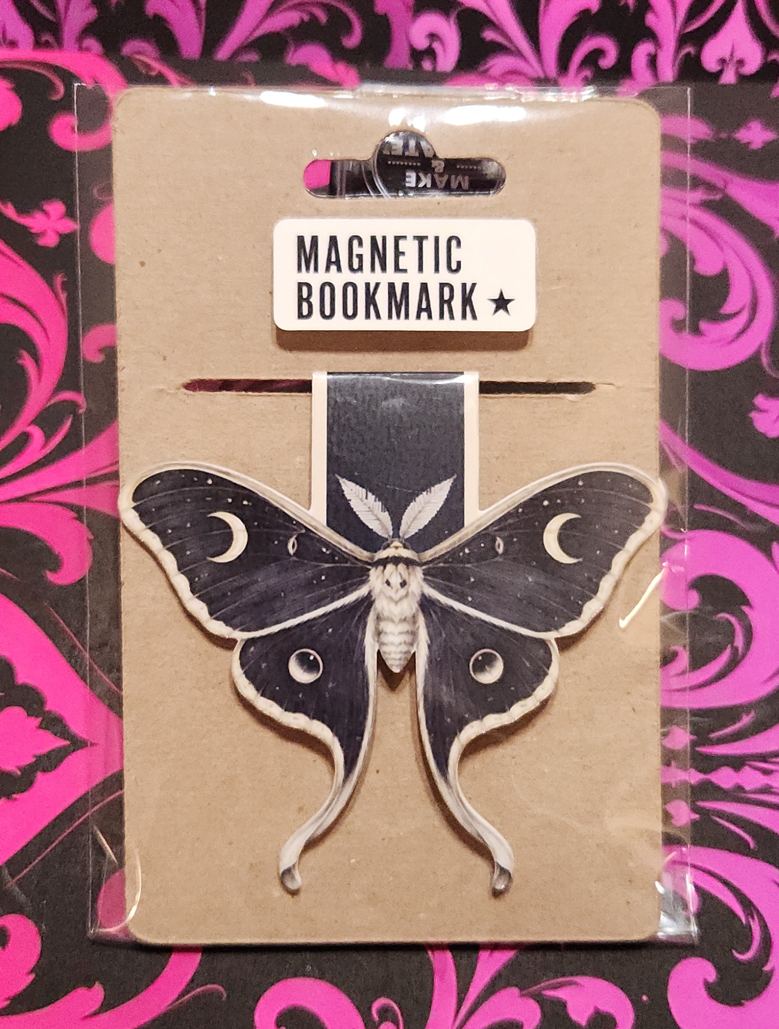 Luna Moth magnetic bookmark from the Midnight Writers collection