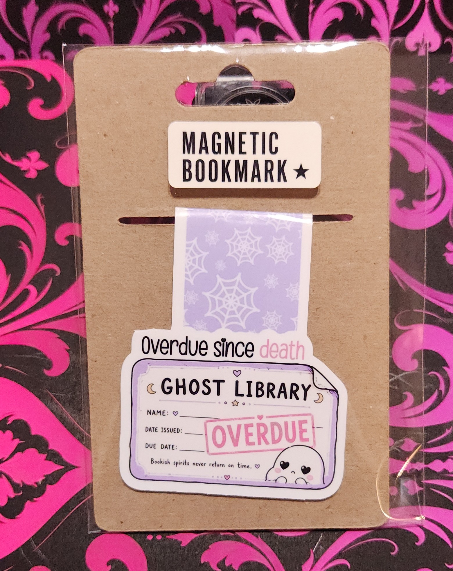 Overdue Since Death magnetic bookmark from the Spookie Cutie collection